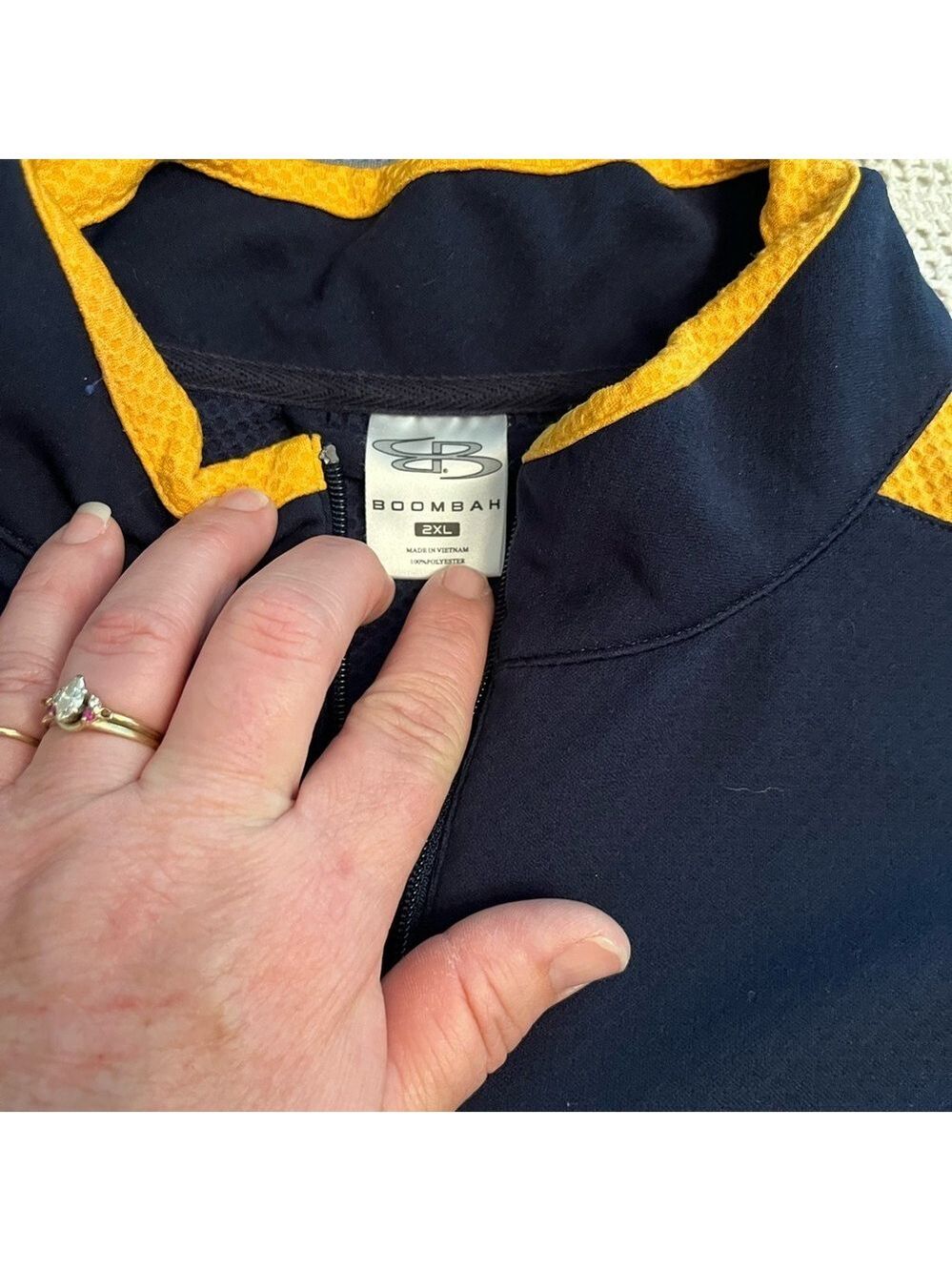 Boombah  Long Sleeve 1/4 Zip Pullover Mens Sz 2XL Pockets Blue/Yellow - Picture 3 of 5